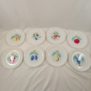 Vintage Westmoreland Milk Glass Fruit Salad Plates Set of 8 Beaded Edge WG